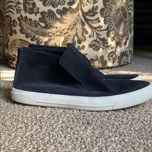 Suede high top slip on sneaker